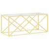 Coffee Table Gold Stainless Steel, Tempered Glass Medium Durable