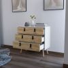 White and Macadamia 3-Drawer Dresser