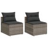 Garden Sofa Grey PE Rattan 21.3 in W x 25.2 in D x 21.3 in H
