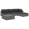 Patio Lounge Set Set of 5 Grey PE Rattan 5 Piece Set Modular