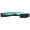Garden Lounge Set Black PE Rattan Large Modular