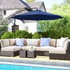 10' Cantilever Tilt Offset Patio Umbrella w/ UV & Water Safe Material & Cross Base (Weight Not Included), Navy Blue