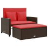 Patio Sofa Brown and Red Poly Rattan 2-Seater