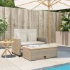 Patio Sofa Beige Poly Rattan 2-Seater Convertible Patio Sofa