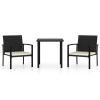 Dining Set Black Table and Chairs, Cream Cushions