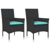 Patio Chairs with Cushions 2 pcs Black Poly Rattan