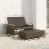Rattan Outdoor Daybed w/4-Level Adjustable Backrest, Patio Sofa Bed w/Storage Ottoman, Acacia Wood Armrest, Mixed Gray