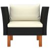 Garden Sofa Black PE rattan Medium Removable Covers