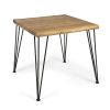 5 PCS Outdoor Dining Set for 4, Square Table with Acacia Wood Top & Rattan Chairs, 32.5" Modern Furniture Set for Patio, Deck, Backyard, Porch