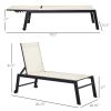 Reclining Chaise Lounge, Outdoor Wooden, White, Wheels, Adjustable Backrest