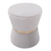 Gemma Contemporary/Glam Ottoman in Silver Velvet and Gold Metal by
