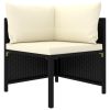 Patio Sofa Black PE Rattan 4-seater Removable Covers Square