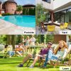 3 Pieces Outdoor Patio Furniture Wicker Table and Chairs Set Bar Set with Cushioned Tempered Glass, Black
