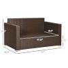 Outdoor Wicker Loveseat Patio Couch with Cushions 2 Seats PE Rattan Sofa Beige