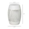 12" Steel Outdoor Side Table, Round Hollow Drum Patio End Table, Accent Table for Indoor and Outdoorr, White
