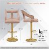 Luxury Dutch Velvet Bar Stools with Adjustable Height (25"-34"), Swivel Seat & Gold Metal Base - PINK
