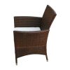Garden Chair Set of 2 Brown, Cream White