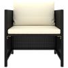 Garden Sofa Black PE Rattan, steel, polyester 23.6 x 23.6 x 23.6 in