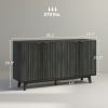 Fluted Sideboard Buffet Cabinet, 55" Coffee Bar Cabinet with 4 Doors, 2 Adjustable Shelves, 5 Wood Legs, Distressed Gray