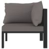 Corner Sofa Anthracite Poly rattan, aluminum, fabric (100% polyester)