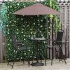 Patio Bar Set 4 Piece Black for 2 Adjustable Tilt Umbrella Folding Chairs Glass Table