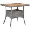 Dining Set Grey, Brown Poly rattan, acacia wood, powder-coated steel