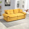 84" Chenille Recliner Sofa Small Sofa Loveseat Deep Seat Sofa Couch with 2 Throw Pillows & Memory Foam for Living Room Apartment Office Lounge-Yellow