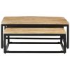 Coffee Table Set of 2 Natural Mango Wood, Black