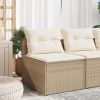 Garden Sofa Beige PE rattan Medium Modular Garden Sofa Square