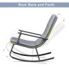 3 Piece Outdoor Rocking Bistro Set, Patio Rocking Chairs with Water-Resistant Cushions & Tempered Glass Side Table