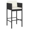 Garden Bar Set Black and Cream White PE Rattan, Powder-Coated Steel