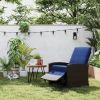 Outdoor Wicker Swivel Recliner Chair, Reclining Backrest, Lifting Footrest, 360Â° Rotating Basic, Water Resistant Cushions for Patio, Dark Blue