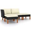 Garden Lounge Set Black PE Rattan Large Lightweight