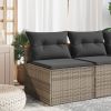 Garden Sofa Grey PE Rattan 21.3 in W x 25.2 in D x 21.3 in H