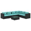 Garden Lounge Set Black and Water blue