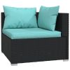 Garden Lounge Set Black PE Rattan Large Garden Lounge Set