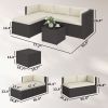 3 Piece Patio Furniture Set, Wicker Outdoor Patio Conversation Furniture Set with Cushions, Glass Top Table, Beige