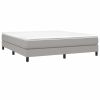 Box Spring Bed Frame Light Gray King Fabric (US Only)