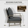 4 Piece Wicker Patio Furniture Set with 2 Rocking Chairs, Loveseat Sofa, Outdoor PE Rattan Conversation Set with Cushions, Aluminum Table for Porch