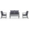 Garden Lounge Set Grey Solid Acacia Wood Medium Hardwood