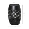 12.5" Steel Outdoor Side Table, Round Hollow Drum Patio End Table, Accent Table for Indoor and Outdoor, Black