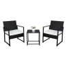 Free shipping 3 Pieces Patio Set Outdoor Wicker Patio Furniture Sets Modern Bistro Set Rattan Chair Conversation Sets with Coffee Table for Yard and B