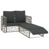 Garden Lounge Set Grey PE Rattan, Powder-Coated Steel Medium