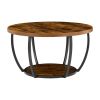 Coffee Table, Modern Round Coffee Table, 2 Tiers Wooden Circle Center Desk with Open Storage