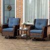Rocking Retreat: Dark Blue Bistro Set with 360°Swivel & Rocking Function