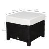 Outdoor Ottoman 20 Inch PE Rattan Wicker Fade-Resistant Footrest with Cushion Steel Frame Black