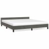 Bed Frame With Headboard Dark Grey Velvet California King Modern