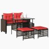 Patio Sofa Set Brown Poly Rattan Medium Removable Covers