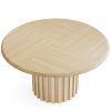 Round Dining Table, 47.24" Farmhouse Kitchen Table with Metal Base for 4