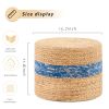 Handmade Woven Foot Stool Natural Water Hyacinth Ottoman for Home Decor & Seating Blue